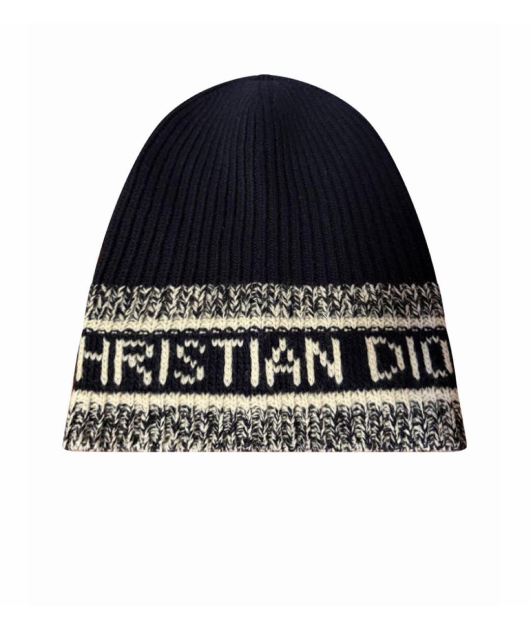 CHRISTIAN DIOR Темно-синяя шерстяная шапка, фото 1
