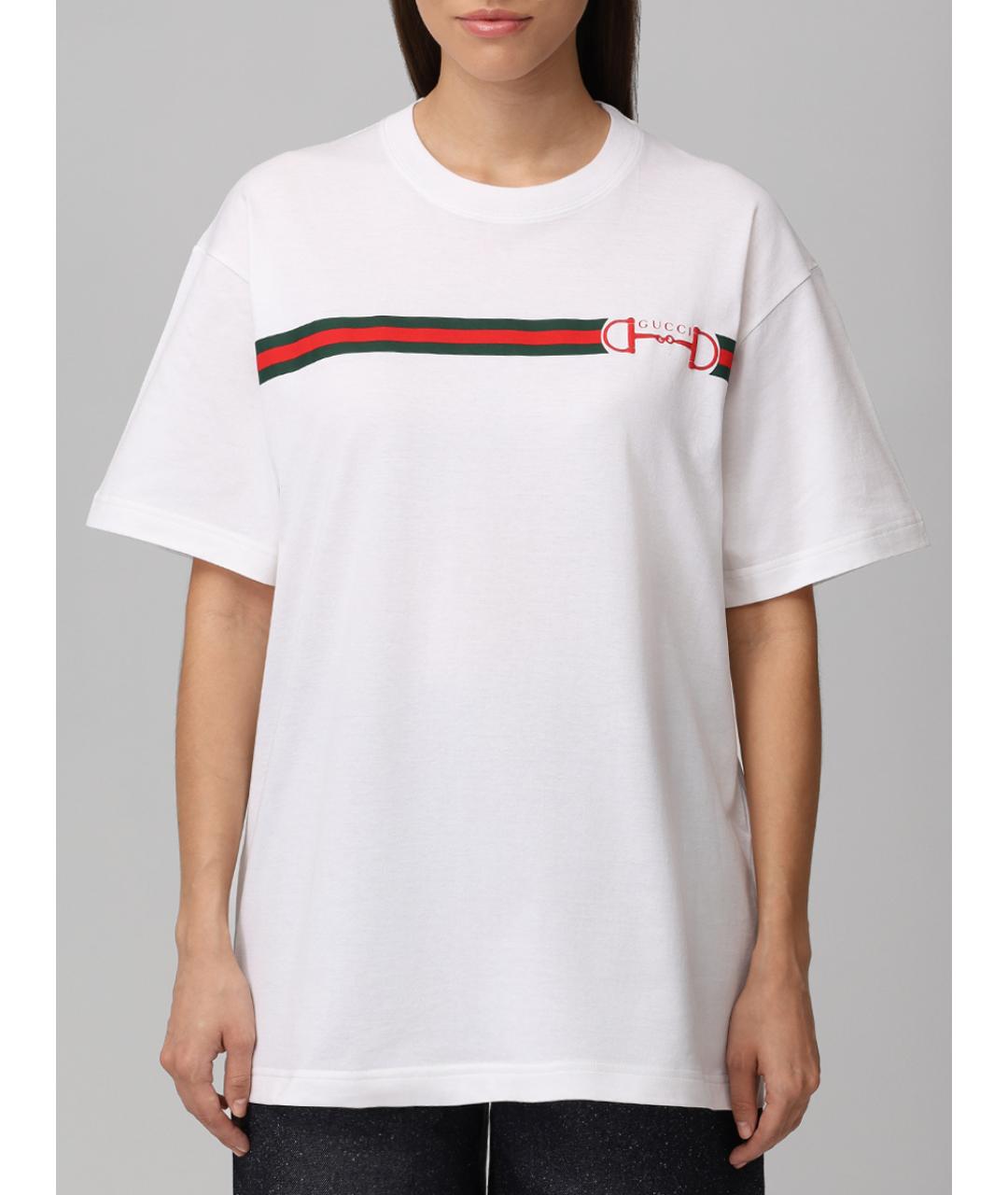 GUCCI Белая хлопковая футболка, фото 4