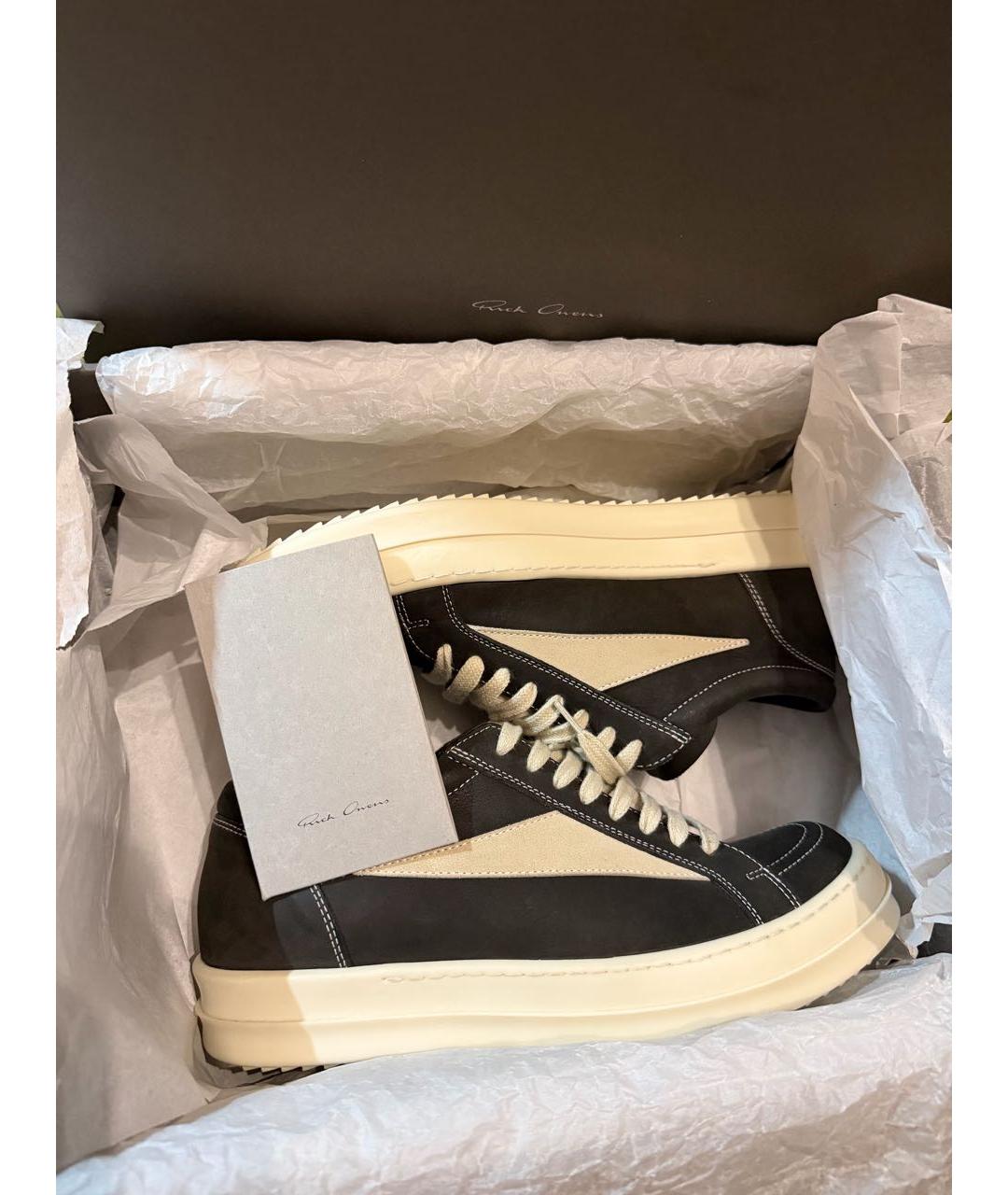 RICK OWENS Черные кожаные низкие кроссовки / кеды, фото 5