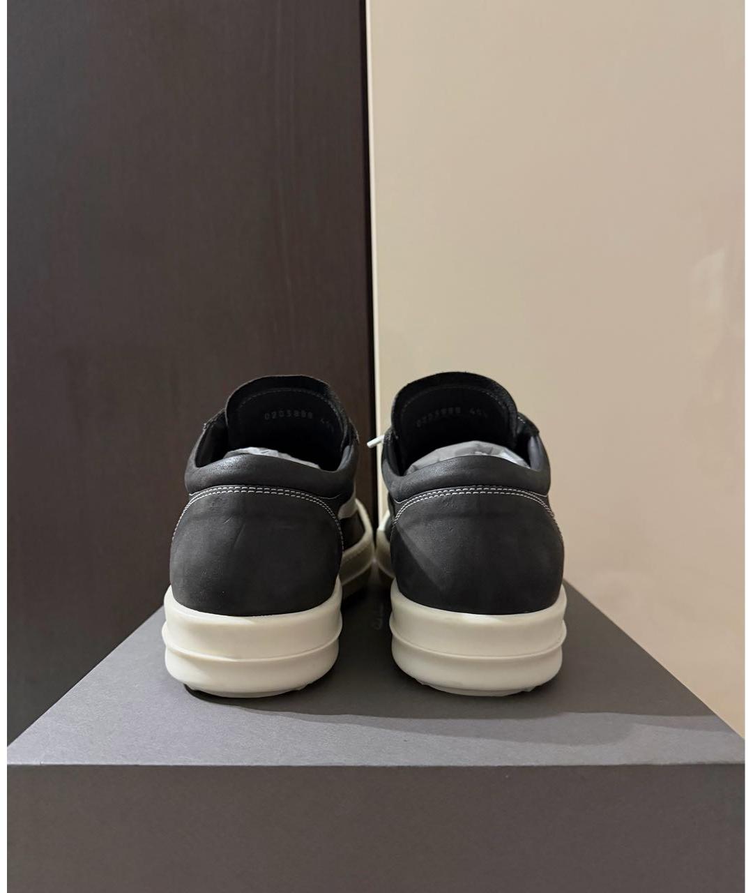 RICK OWENS Черные кожаные низкие кроссовки / кеды, фото 3