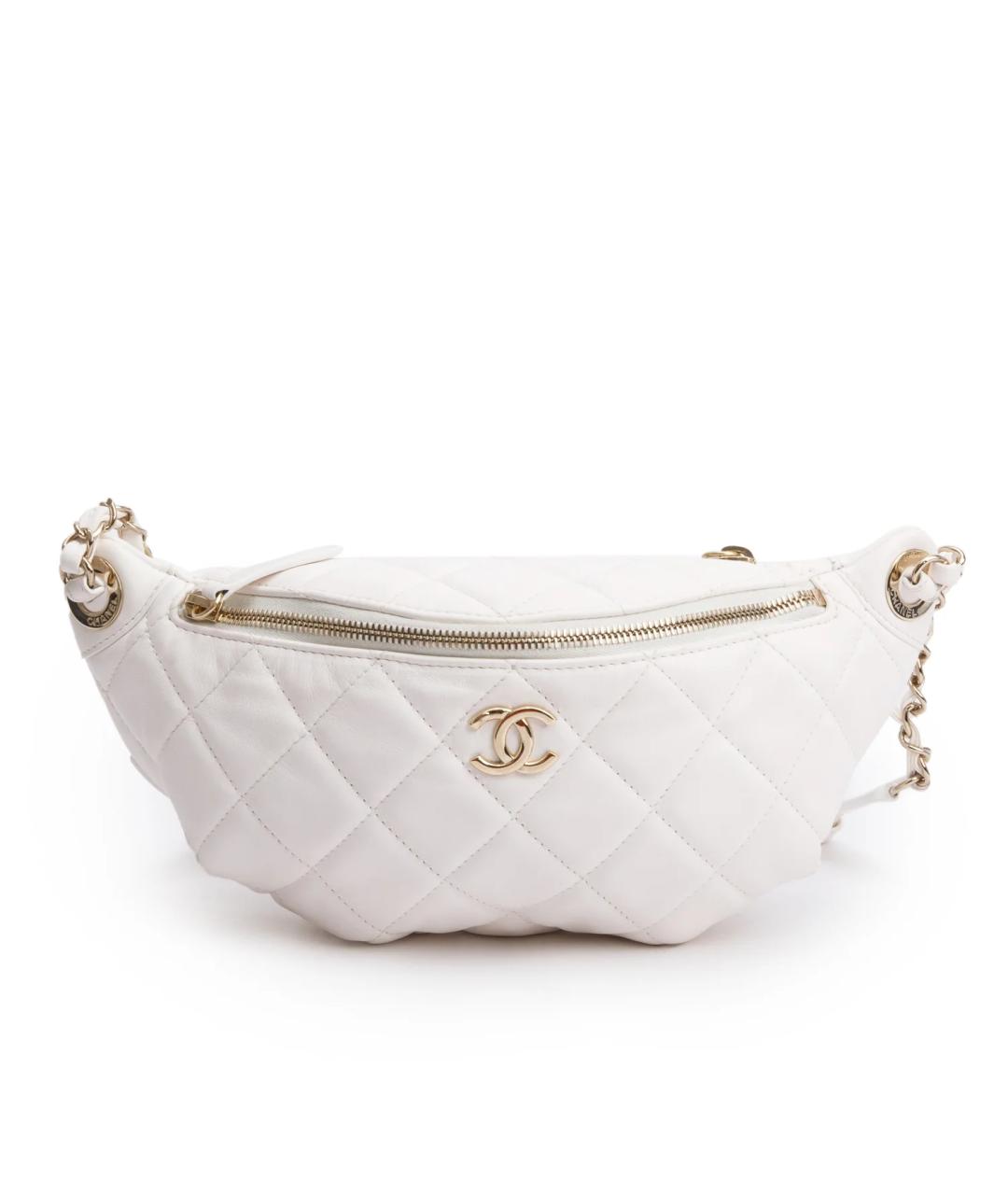CHANEL Белая кожаная поясная сумка, фото 10