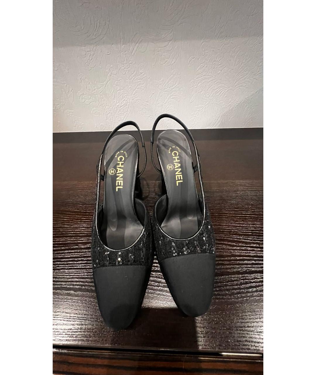 CHANEL Черные текстильные туфли, фото 8