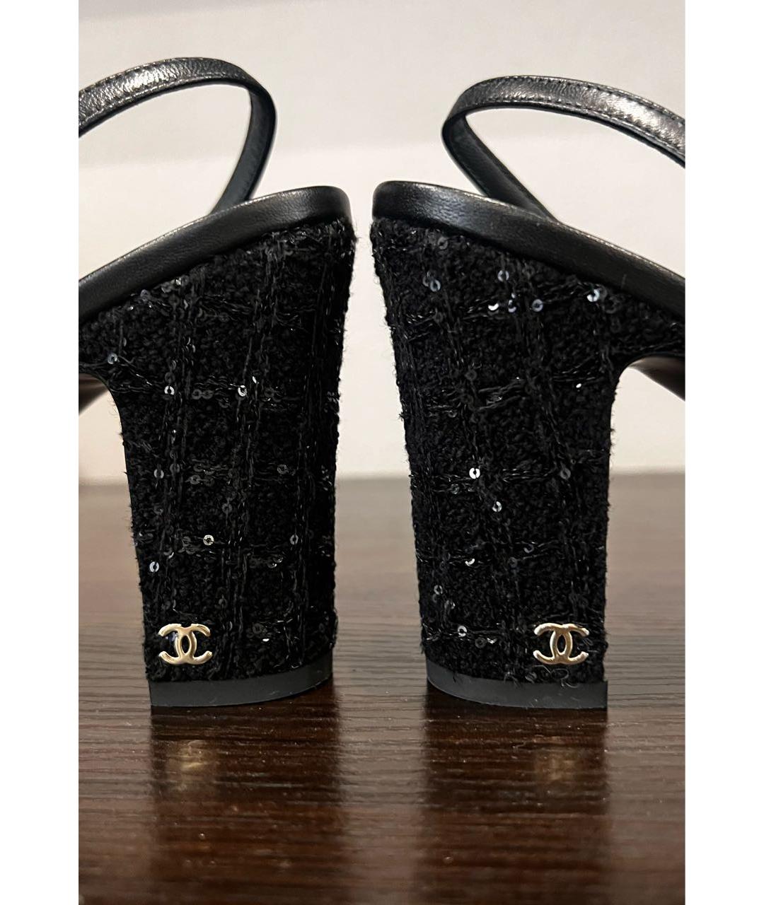 CHANEL Черные текстильные туфли, фото 6