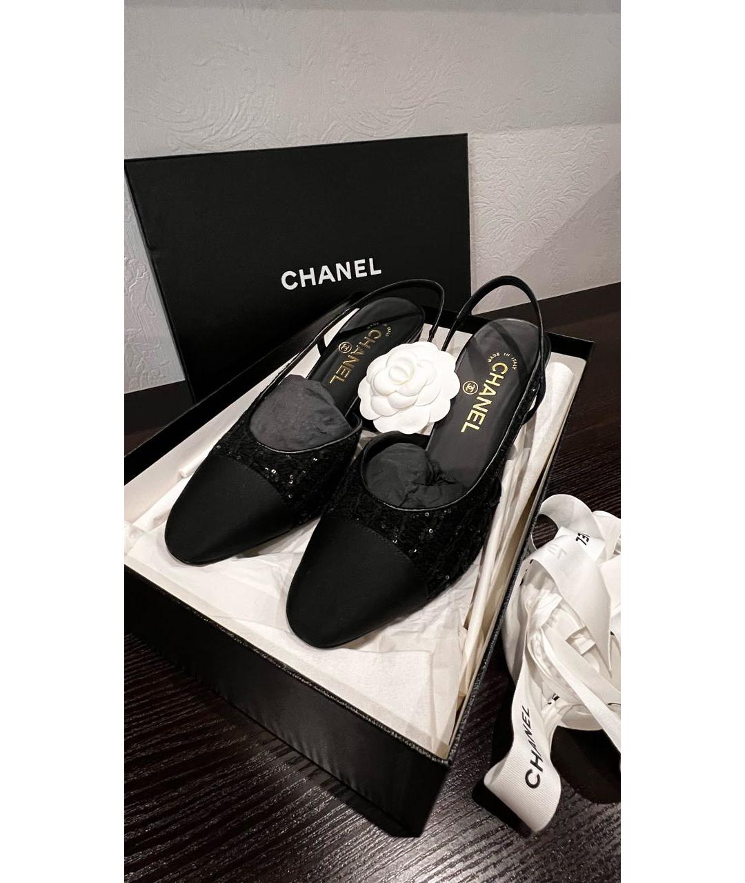 CHANEL Черные текстильные туфли, фото 5
