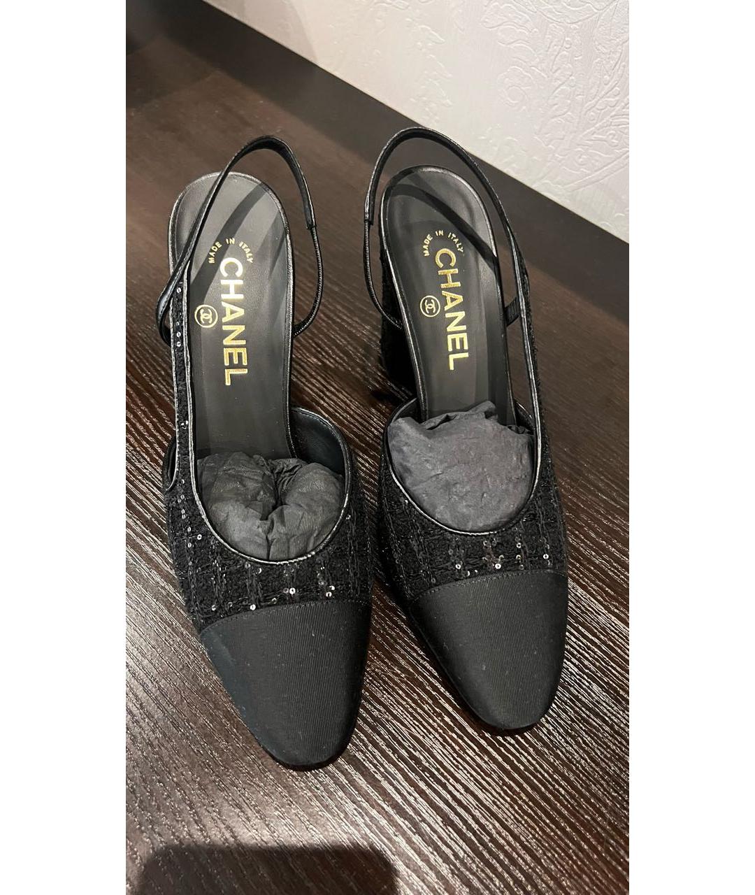 CHANEL Черные текстильные туфли, фото 2