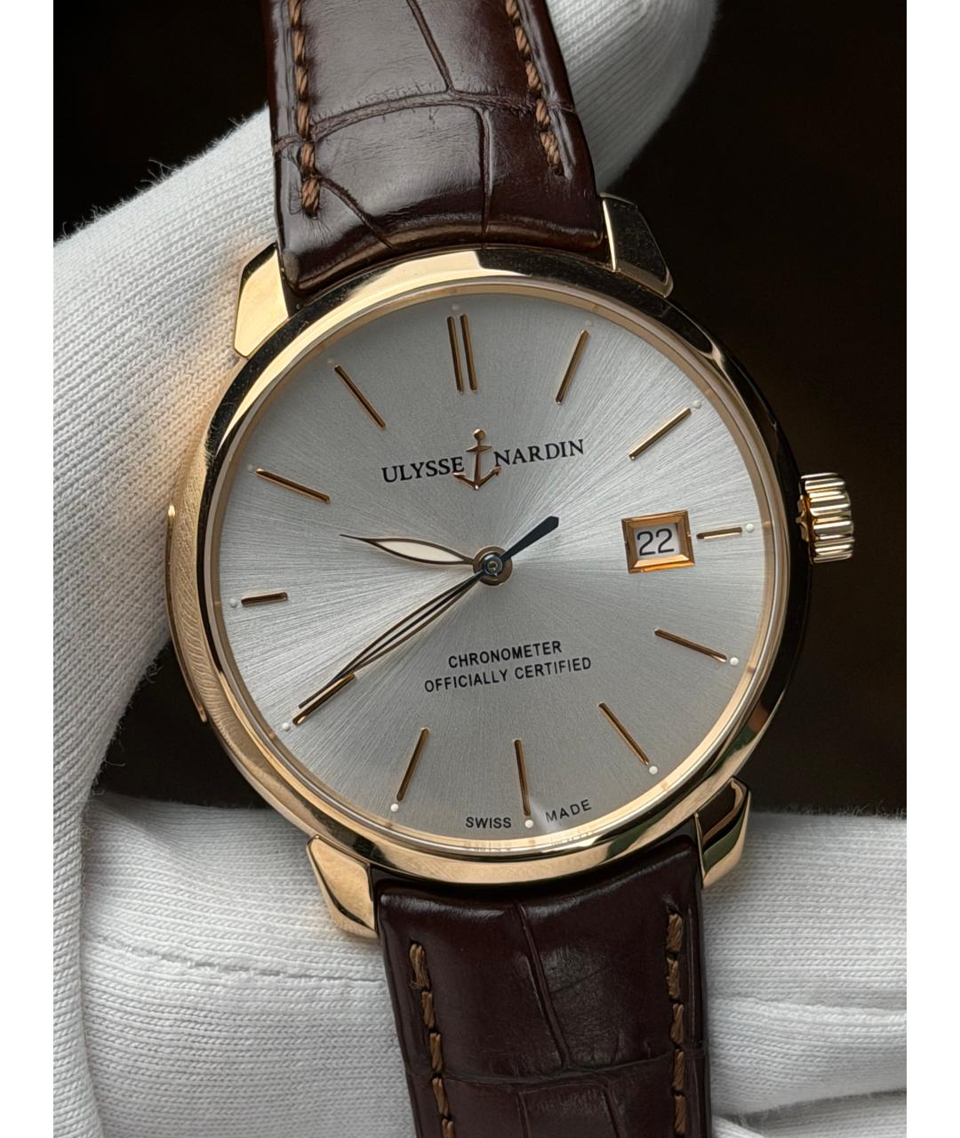 Ulysse Nardin Серебряные часы из розового золота, фото 3