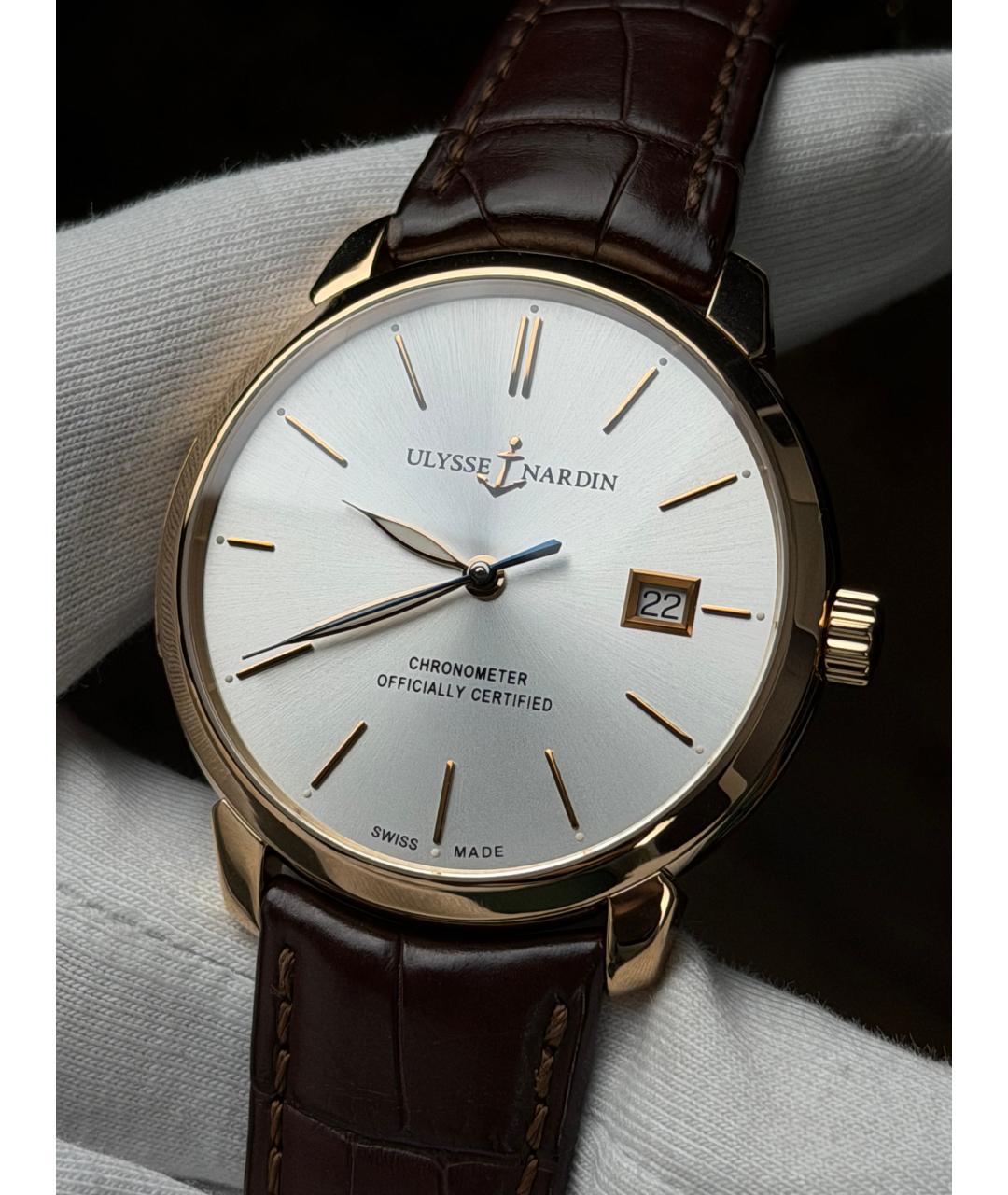 Ulysse Nardin Серебряные часы из розового золота, фото 4