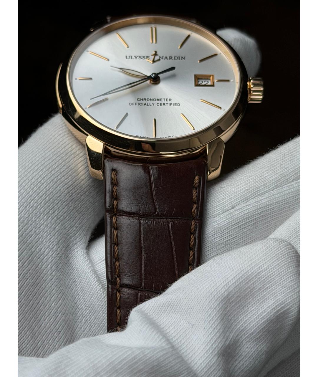 Ulysse Nardin Серебряные часы из розового золота, фото 6
