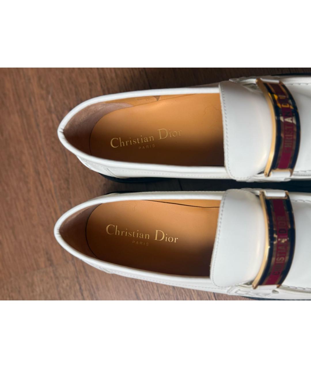 CHRISTIAN DIOR Белые кожаные лоферы, фото 5