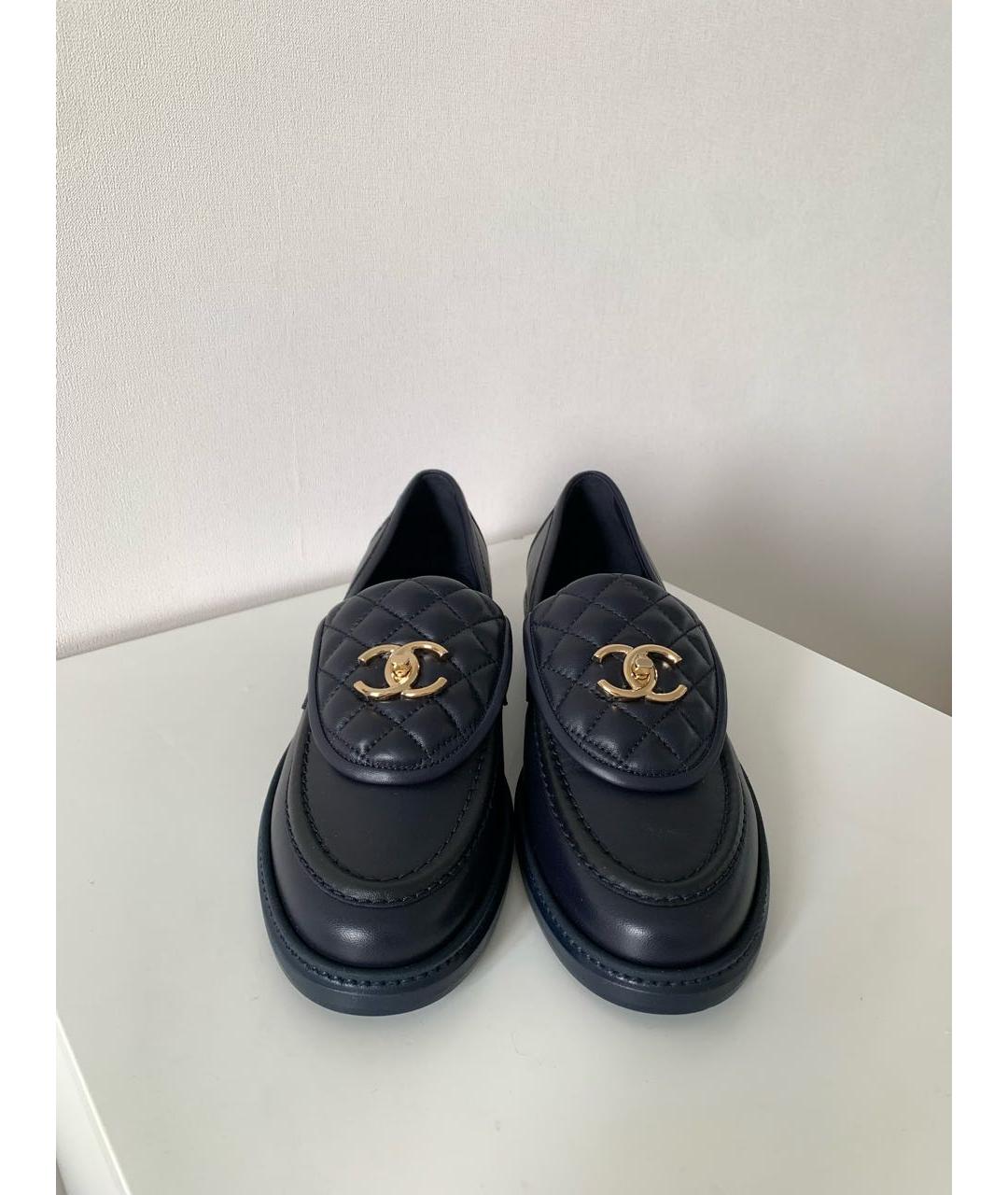 CHANEL Темно-синие кожаные лоферы, фото 3