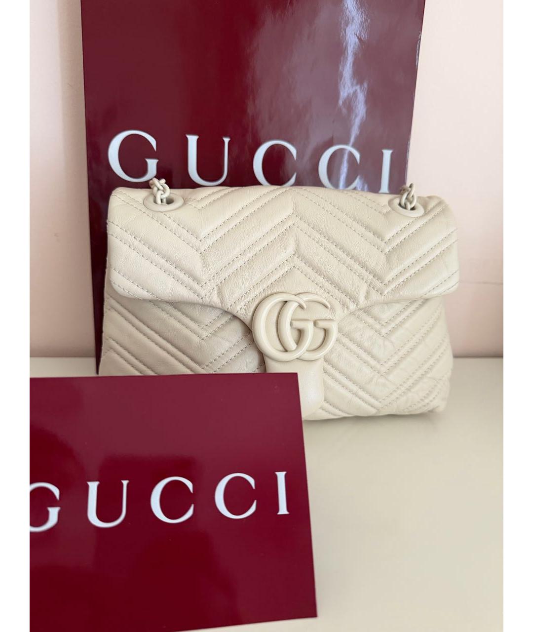 GUCCI Бежевая кожаная сумка через плечо, фото 7