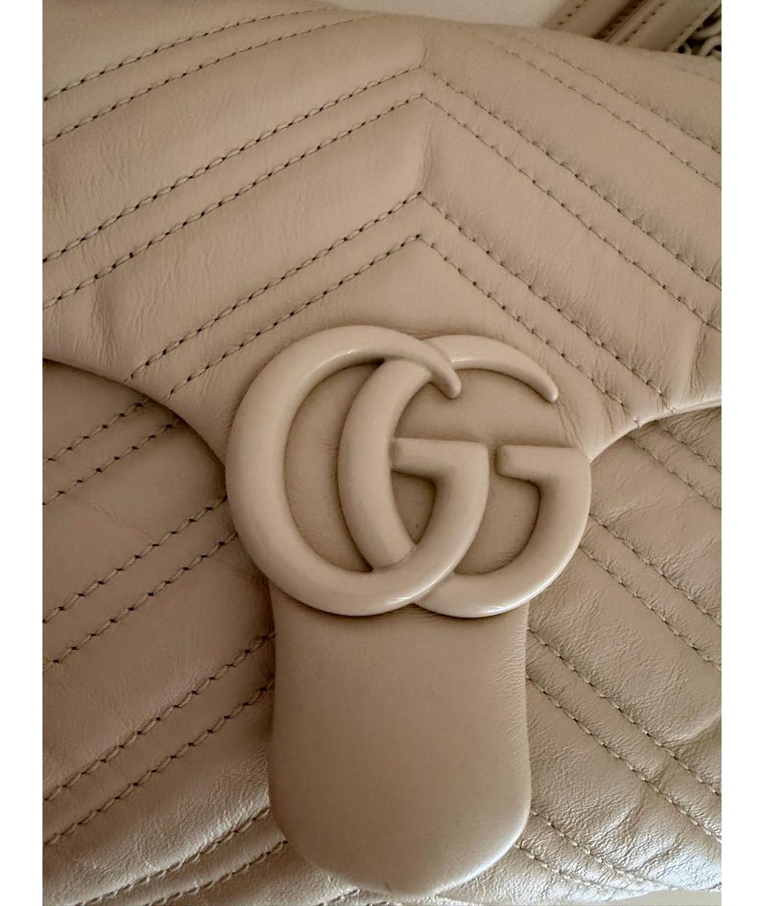 GUCCI Бежевая кожаная сумка через плечо, фото 5