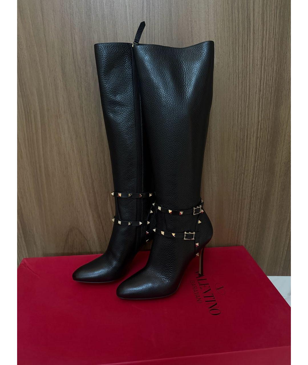 VALENTINO Черные кожаные сапоги, фото 9