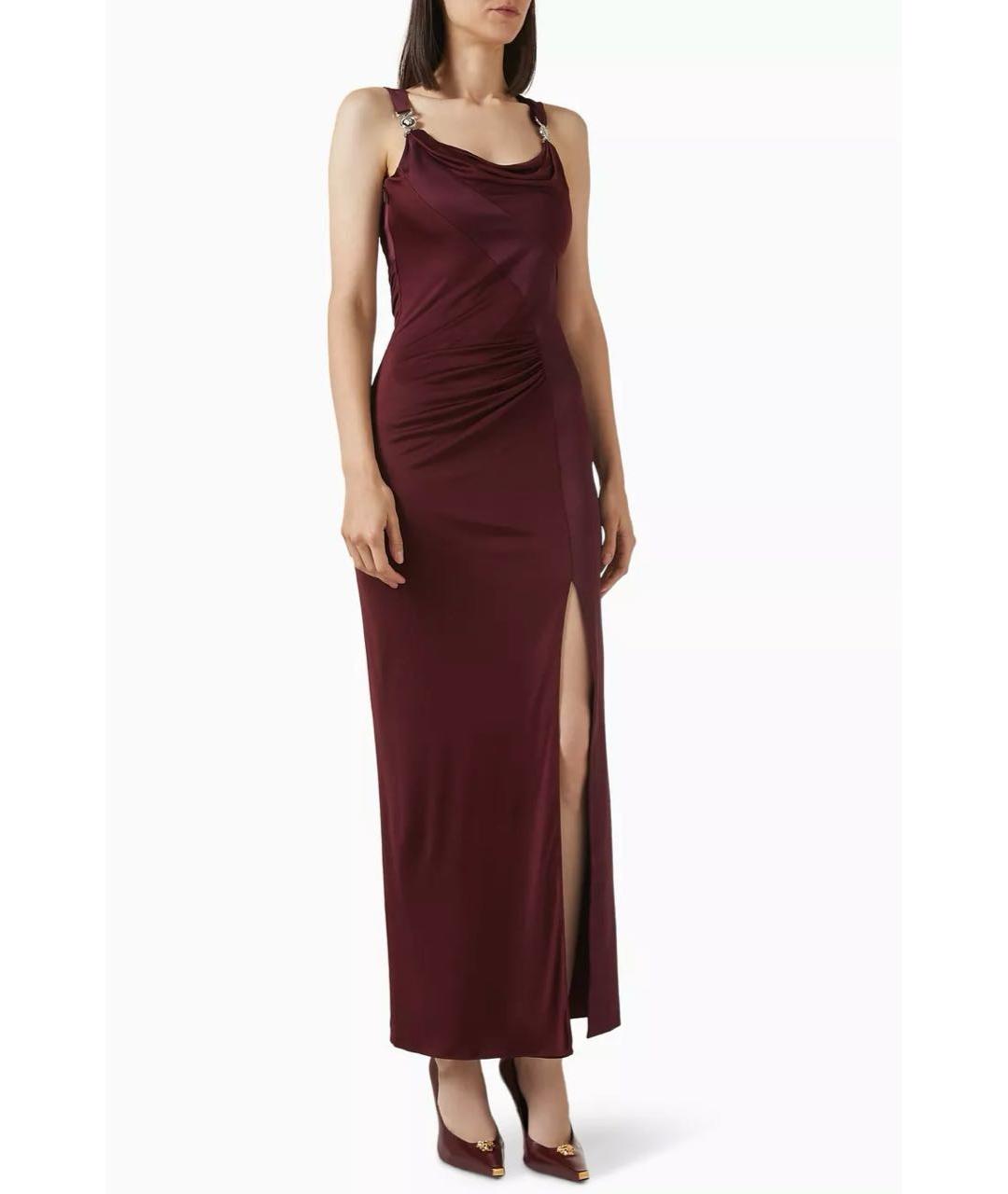 VERSACE Бордовое вискозное коктейльное платье, фото 6
