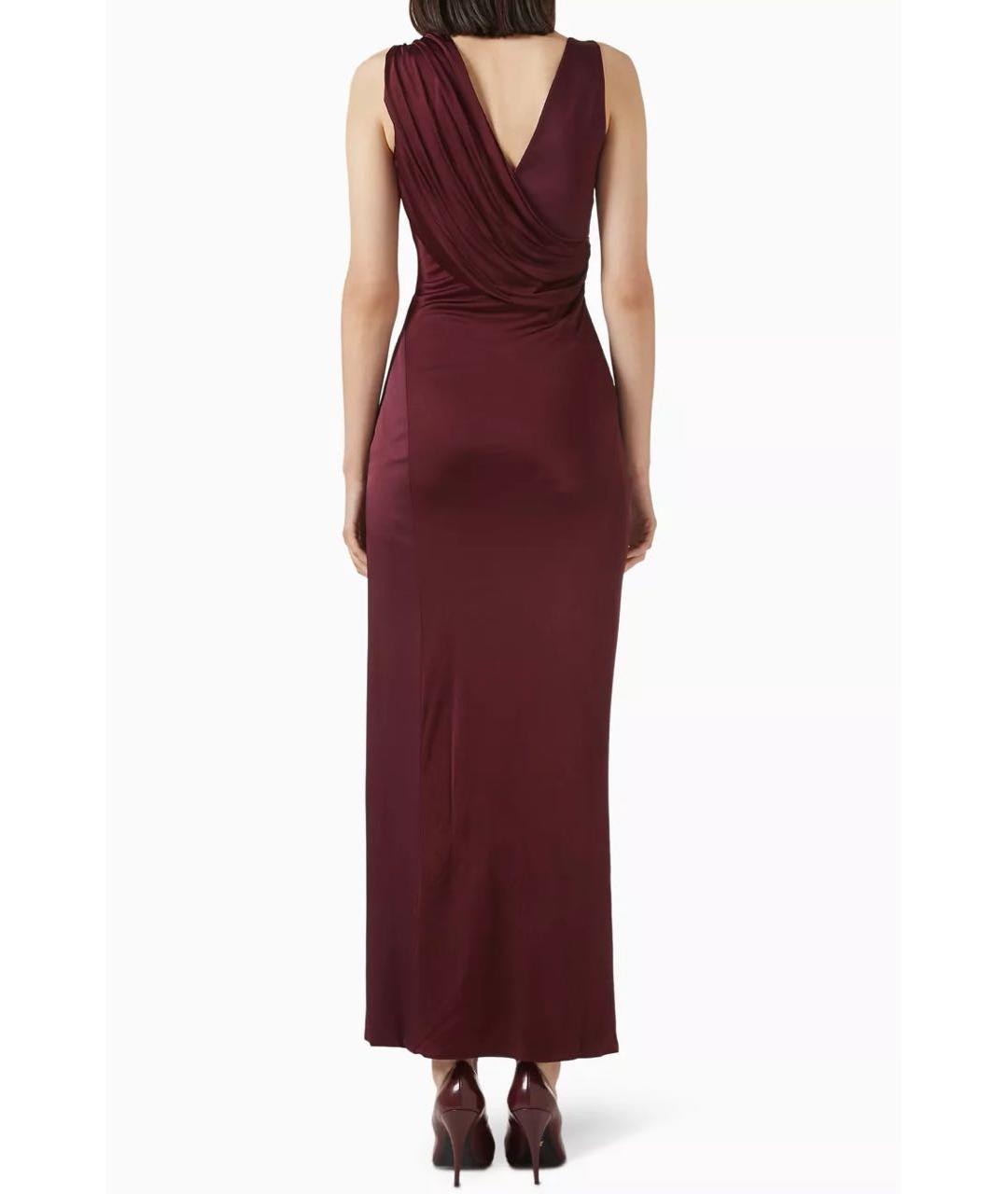 VERSACE Бордовое вискозное коктейльное платье, фото 7