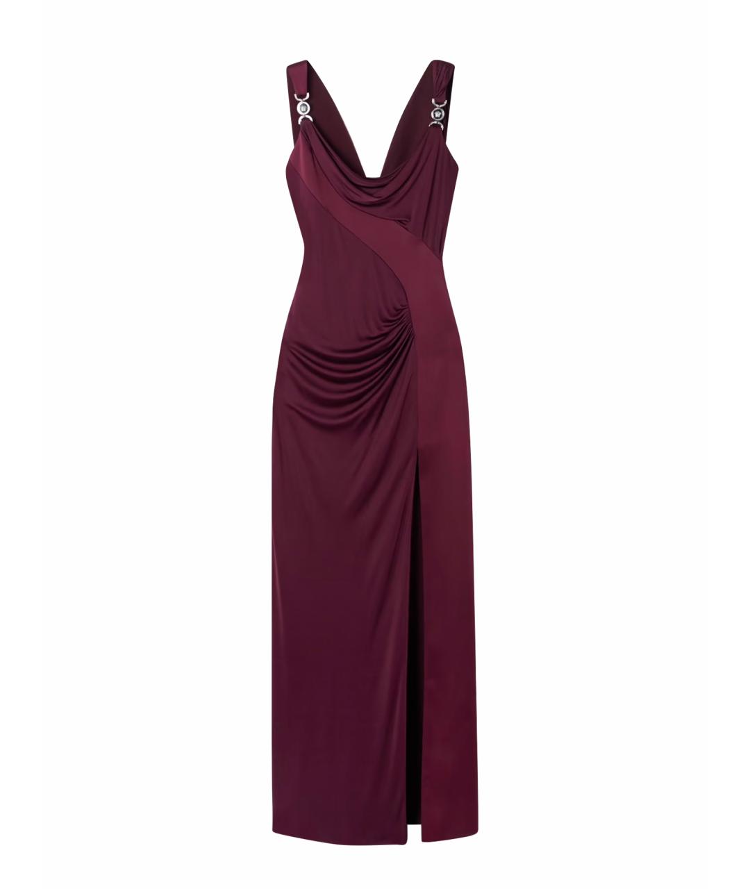 VERSACE Бордовое вискозное коктейльное платье, фото 1