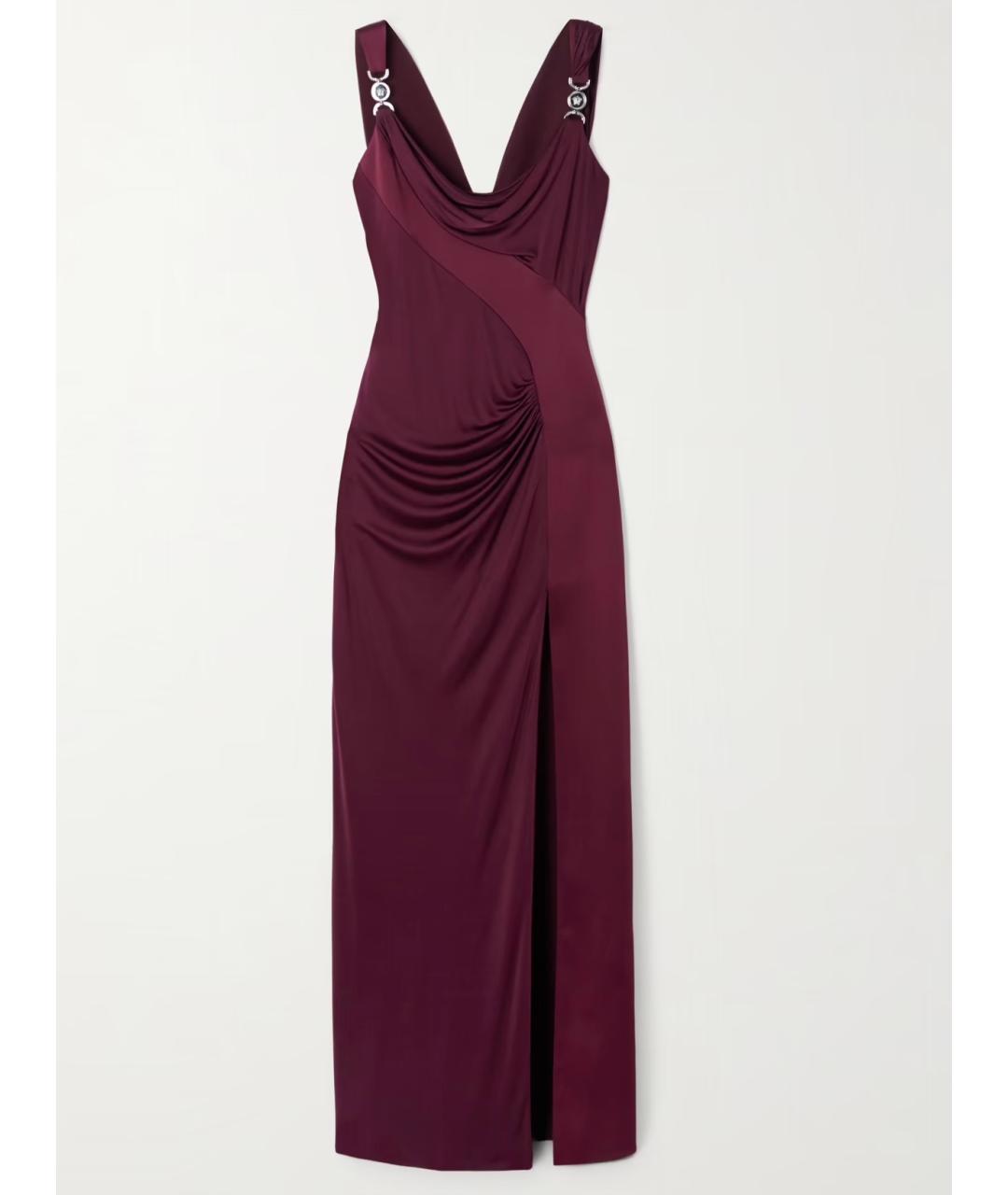 VERSACE Бордовое вискозное коктейльное платье, фото 4