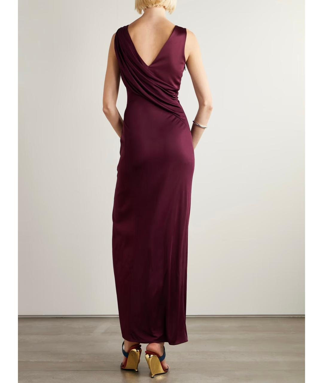 VERSACE Бордовое вискозное коктейльное платье, фото 3