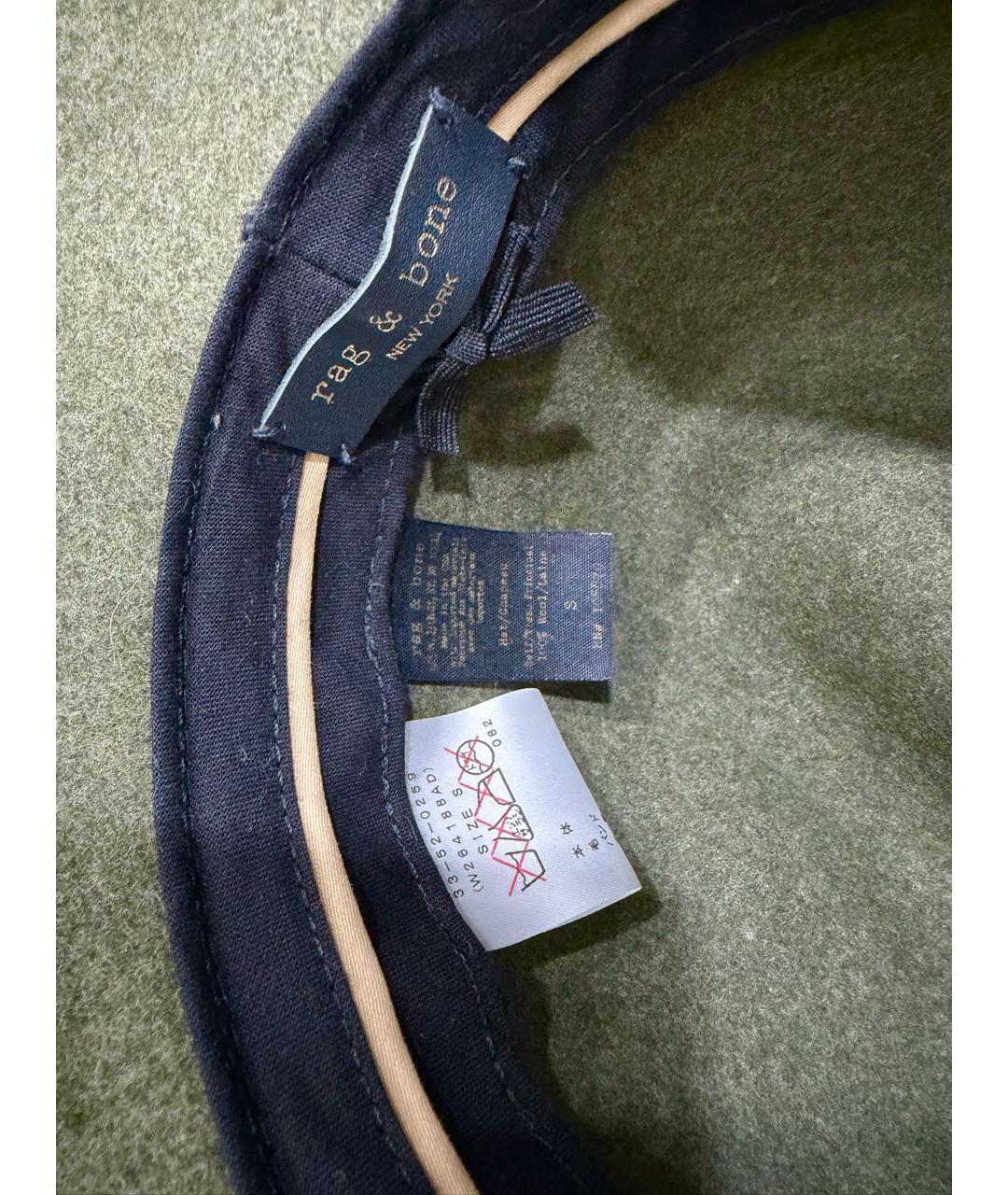 RAG & BONE Зеленая шерстяная шляпа, фото 3
