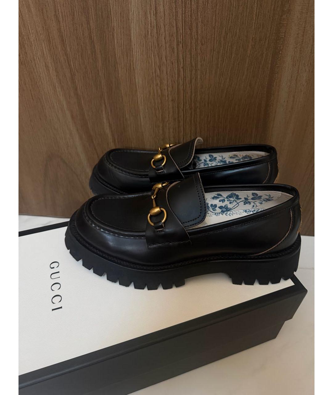 GUCCI Черные кожаные лоферы, фото 2