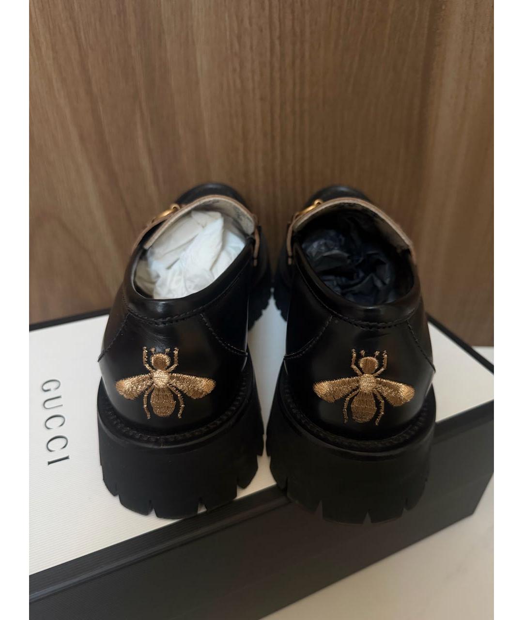 GUCCI Черные кожаные лоферы, фото 4