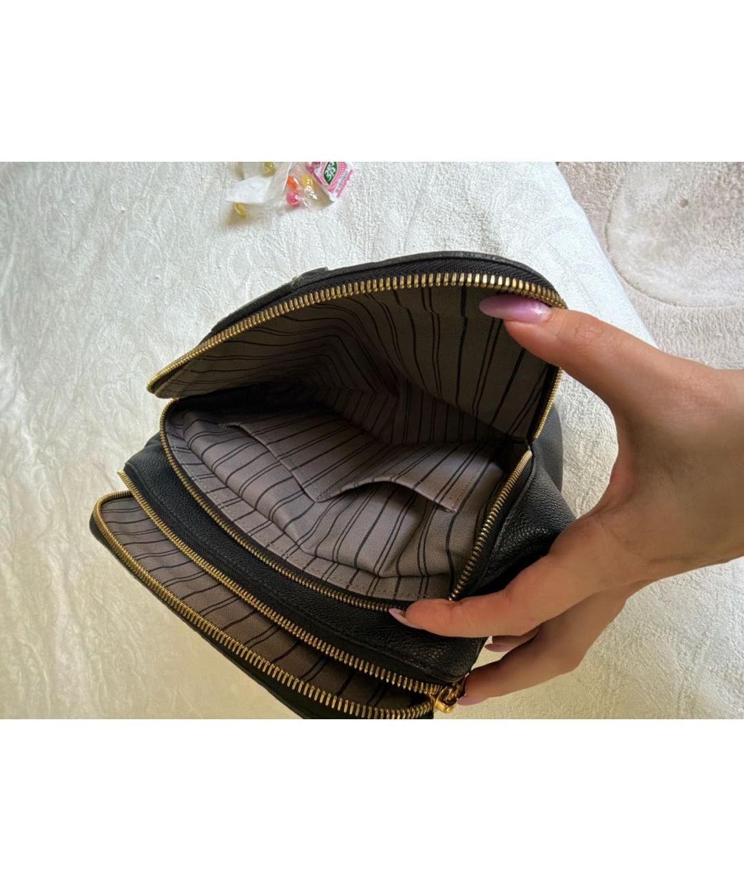LOUIS VUITTON Черная кожаная сумка с короткими ручками, фото 5