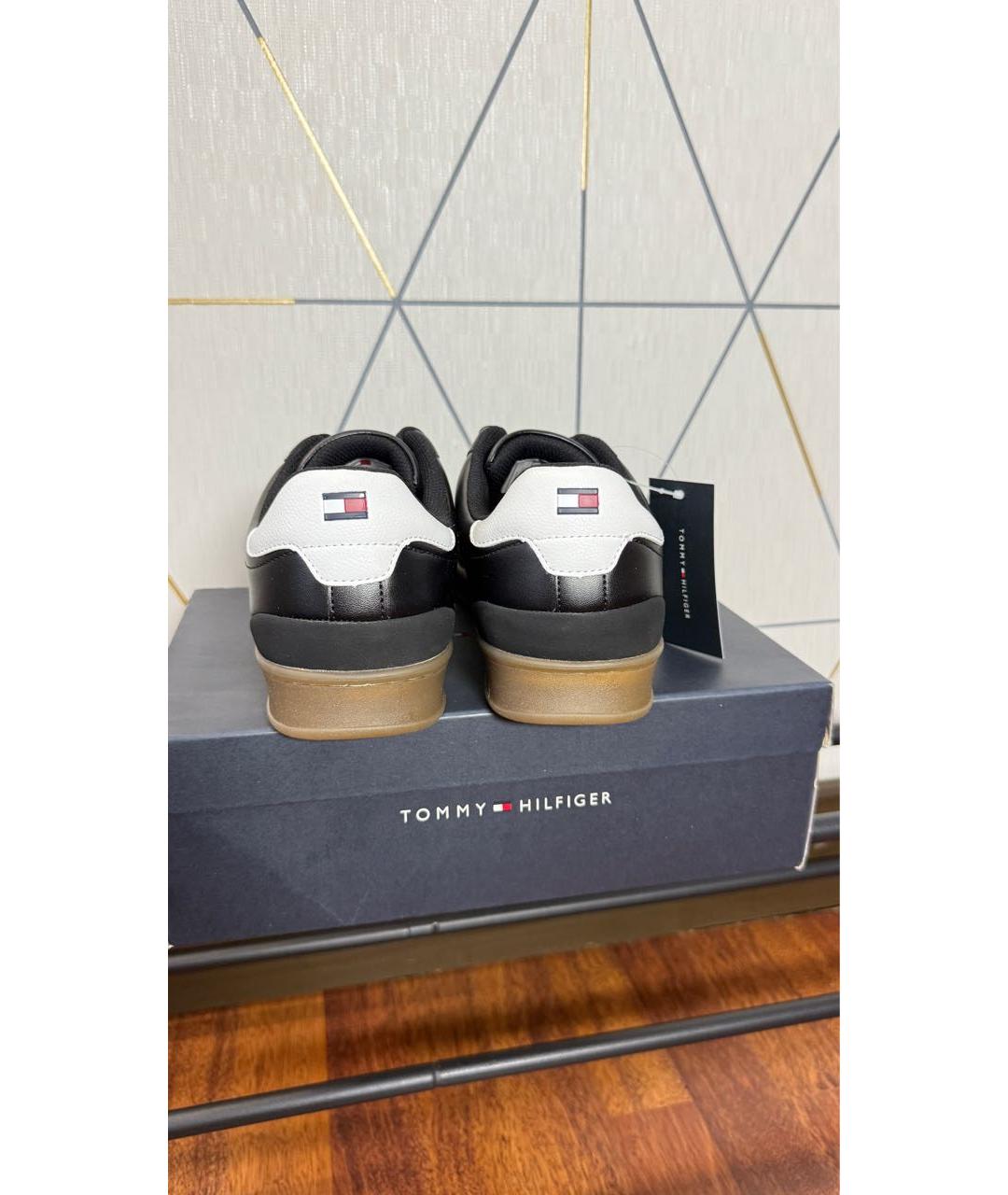 TOMMY HILFIGER Черные низкие кроссовки / кеды из искусственной кожи, фото 4
