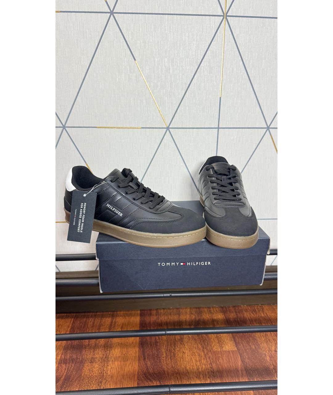 TOMMY HILFIGER Черные низкие кроссовки / кеды из искусственной кожи, фото 5