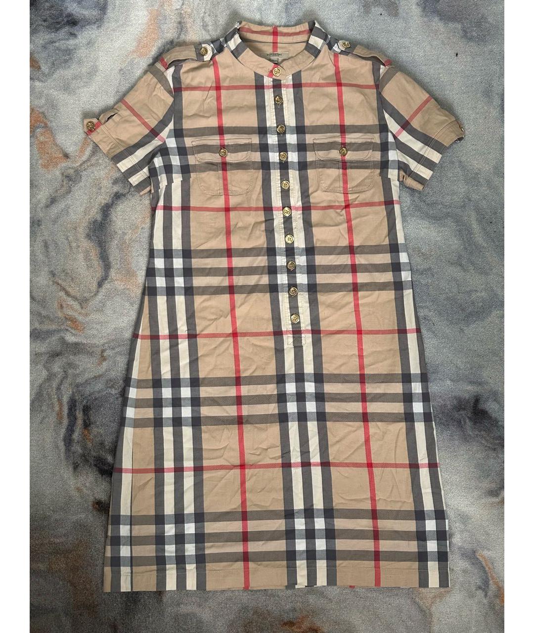 BURBERRY Бежевое хлопковое повседневное платье, фото 8