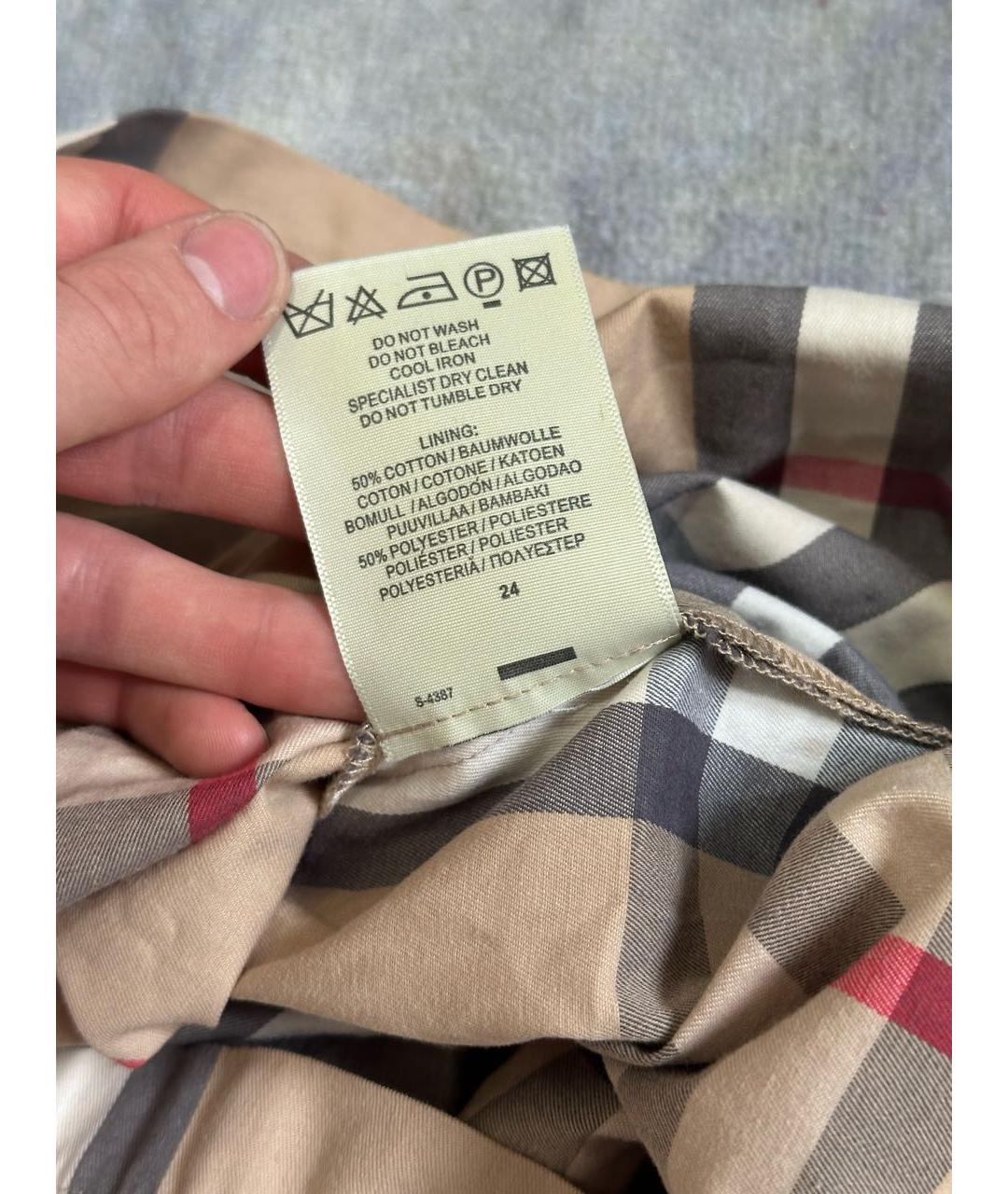BURBERRY Бежевое хлопковое повседневное платье, фото 6