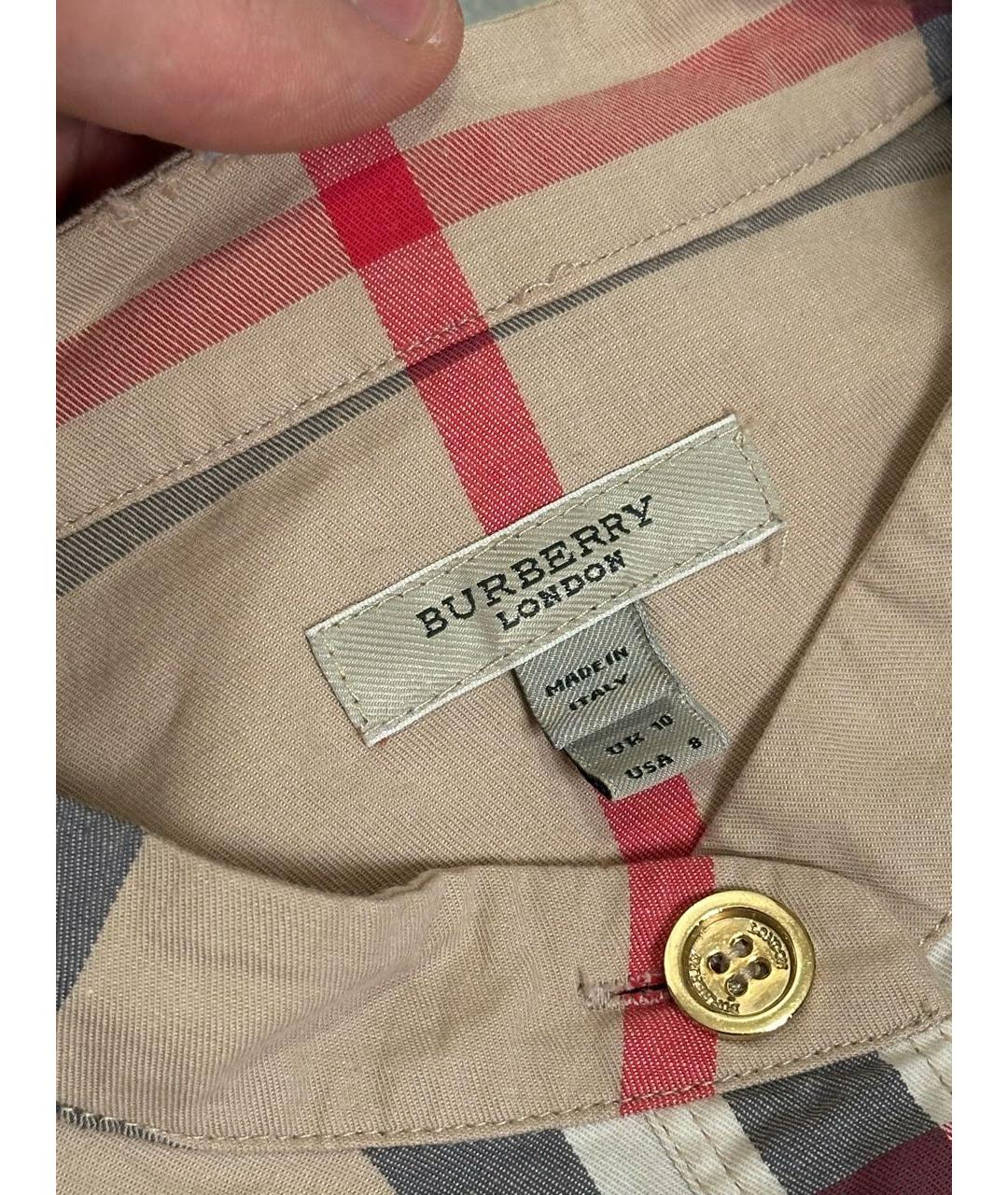 BURBERRY Бежевое хлопковое повседневное платье, фото 4