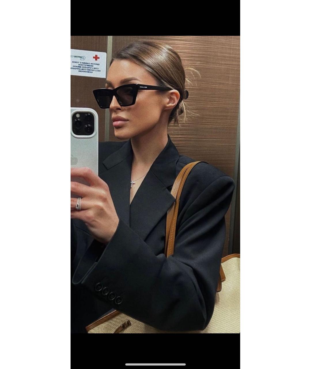 SAINT LAURENT Черные пластиковые солнцезащитные очки, фото 7