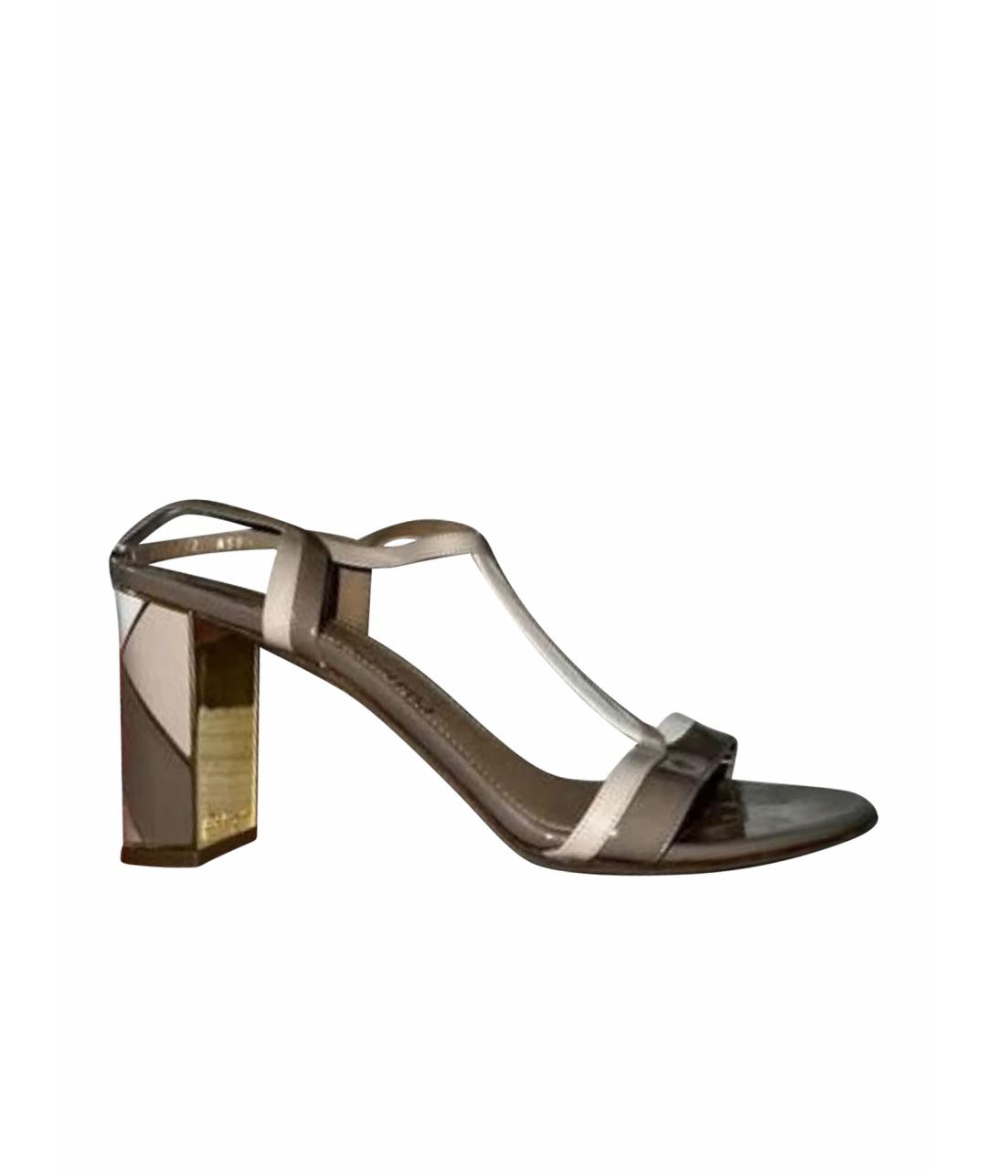 FERRAGAMO Бежевые кожаные босоножки, фото 1
