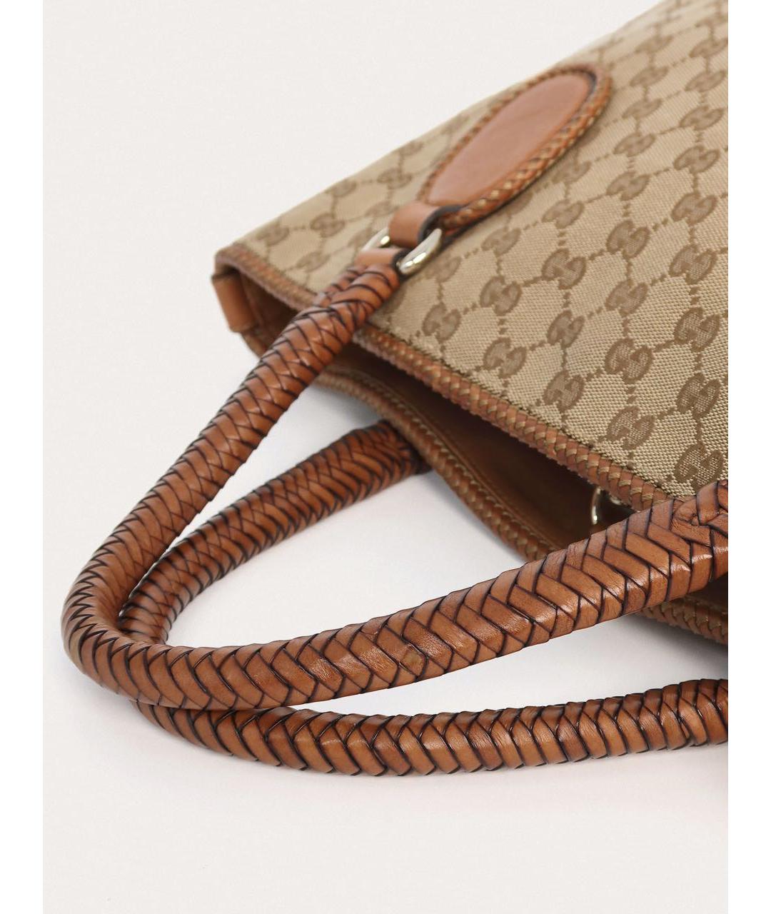 GUCCI Бежевая тканевая сумка с короткими ручками, фото 6