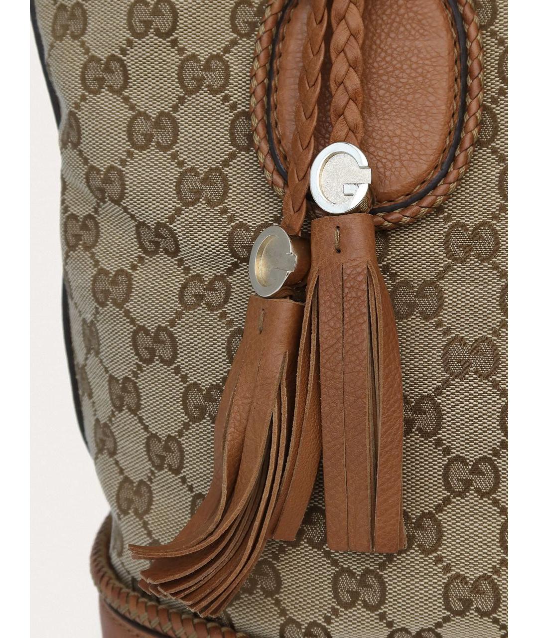 GUCCI Бежевая тканевая сумка с короткими ручками, фото 7