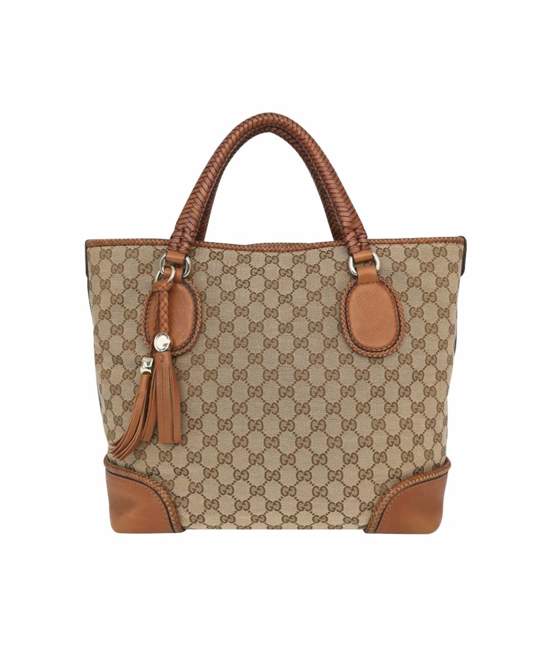 GUCCI Бежевая тканевая сумка с короткими ручками, фото 1