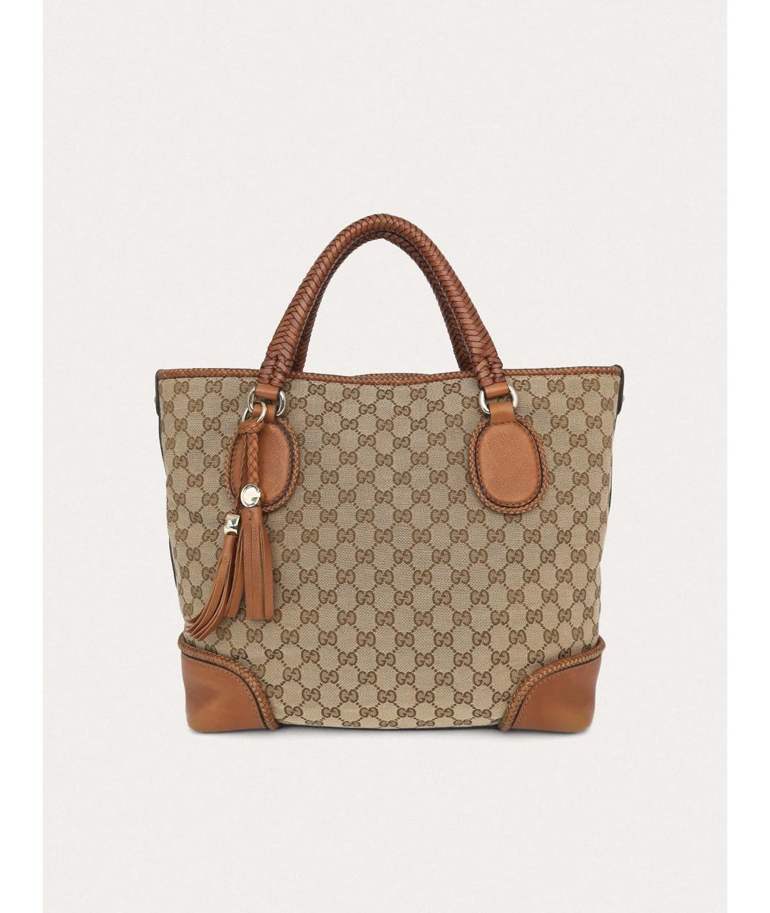 GUCCI Бежевая тканевая сумка с короткими ручками, фото 9