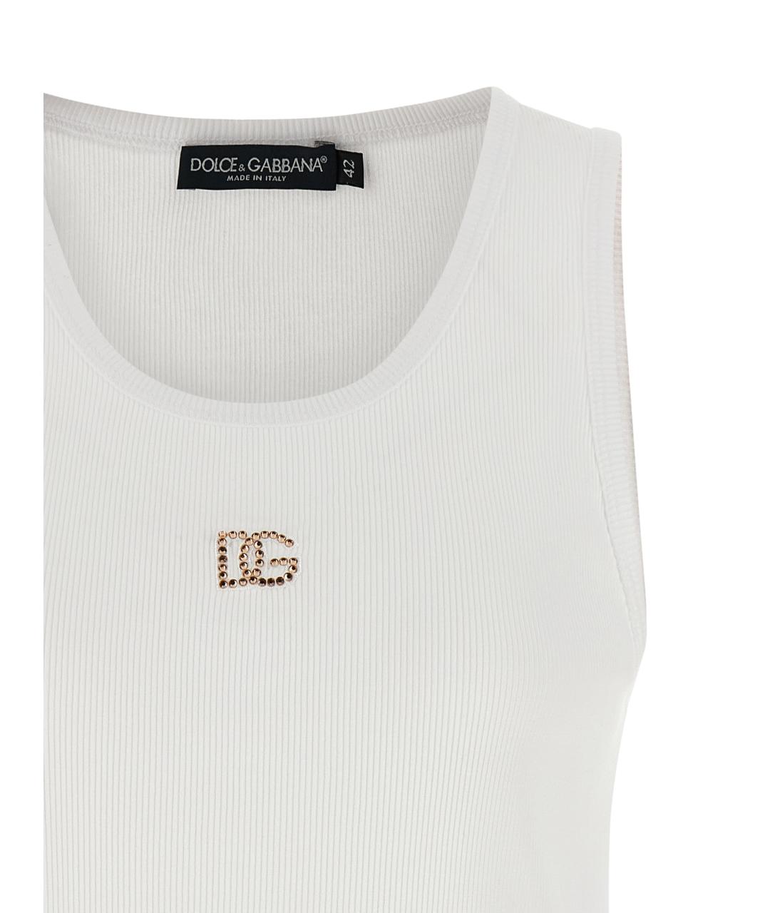 DOLCE&GABBANA Белая хлопковая майка, фото 3