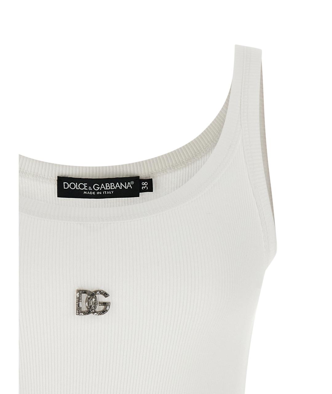 DOLCE&GABBANA Белая хлопковая майка, фото 3