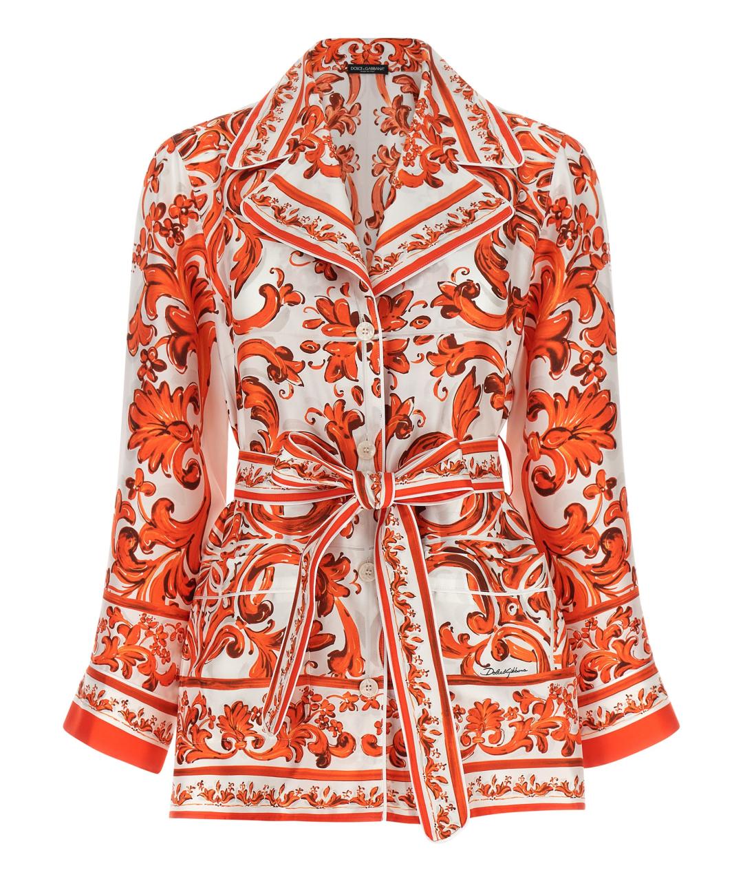 DOLCE&GABBANA Оранжевая шелковая рубашка, фото 1