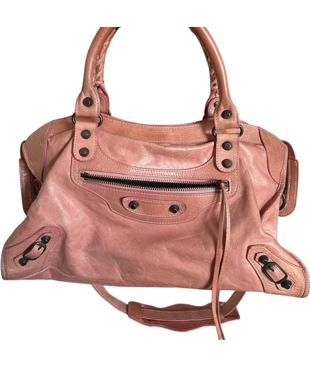 BALENCIAGA Коралловая кожаная сумка с короткими ручками, фото 5