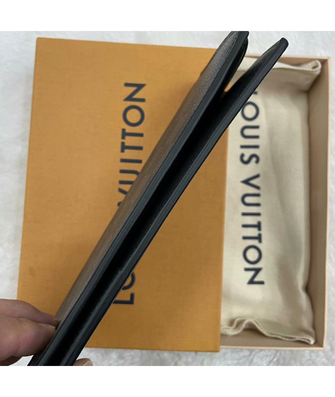LOUIS VUITTON Антрацитовый кожаный кошелек, фото 8