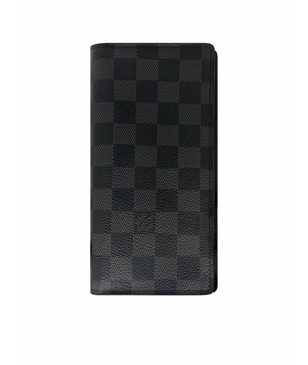 LOUIS VUITTON Антрацитовый кожаный кошелек, фото 1