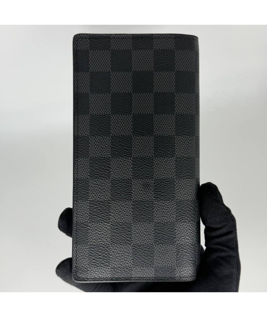 LOUIS VUITTON Антрацитовый кожаный кошелек, фото 2