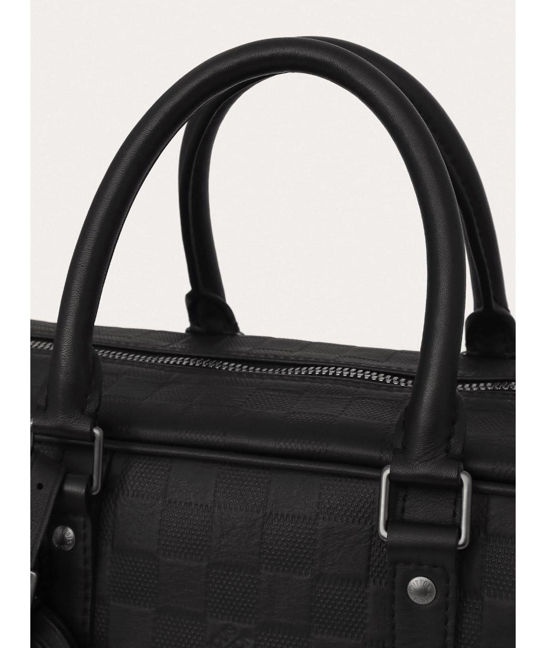 LOUIS VUITTON Черный кожаный портфель, фото 7