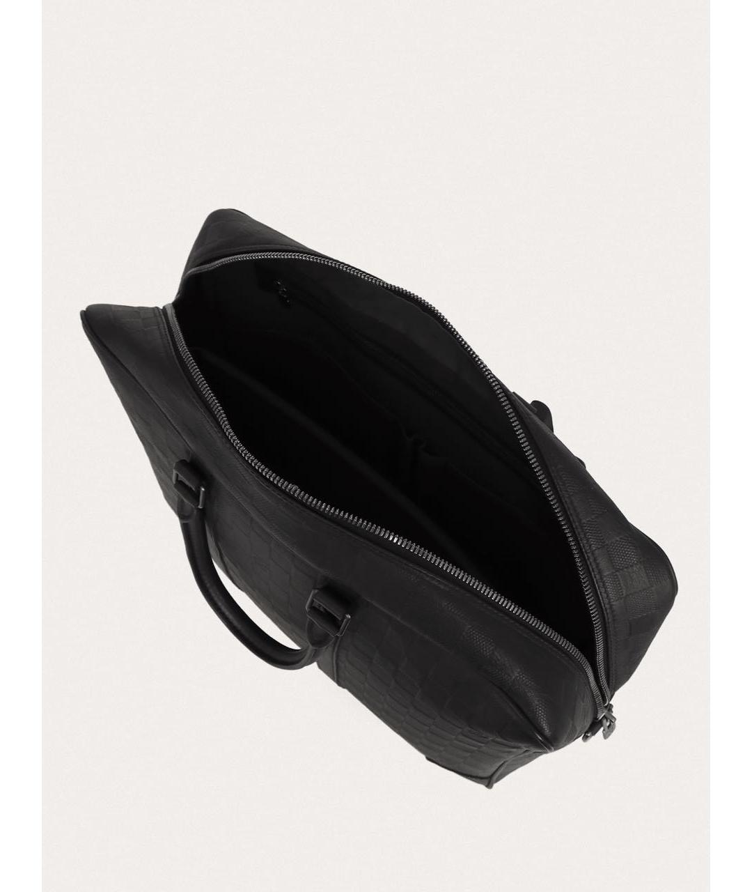 LOUIS VUITTON Черный кожаный портфель, фото 4