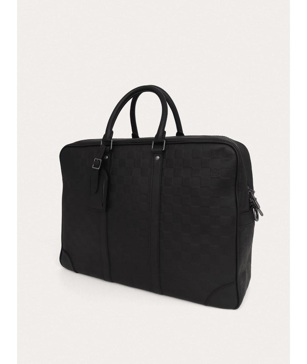 LOUIS VUITTON Черный кожаный портфель, фото 2