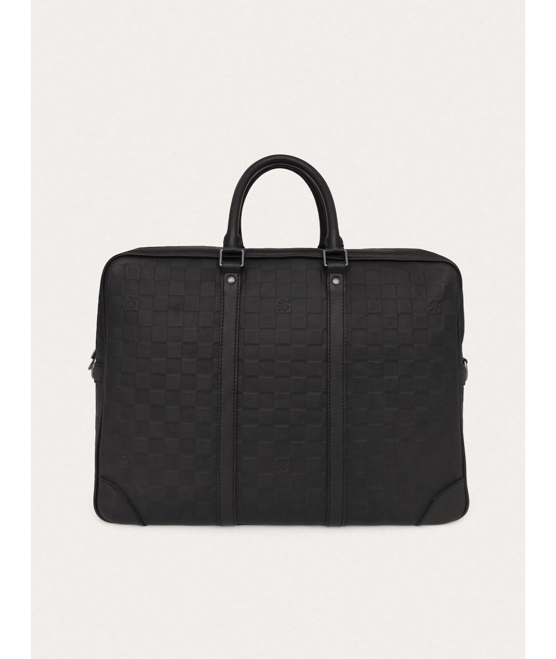 LOUIS VUITTON Черный кожаный портфель, фото 3
