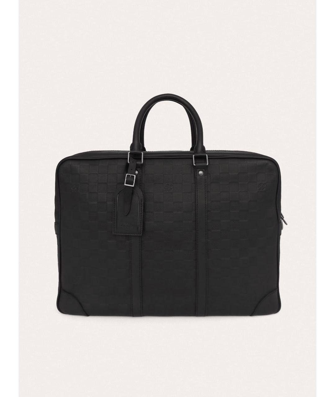 LOUIS VUITTON Черный кожаный портфель, фото 9