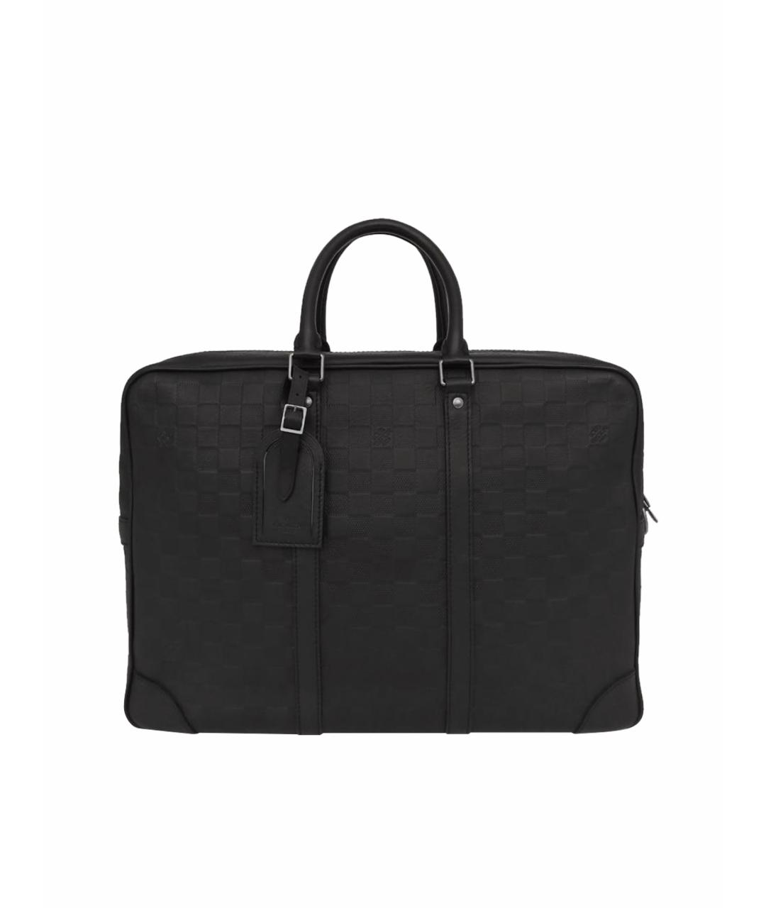 LOUIS VUITTON Черный кожаный портфель, фото 1